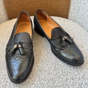 Bardnessa Franchetti Women’s Black Wingtip Brogue Tassel Loafers EU 36 (US 5.5)